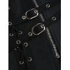 Gothic Women Outfit Lace Up Asymmetrical Hooded Coat and Grommet Pants Set - Noir S | US 4