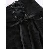 Women Outfit Solid Color Knitted Lace Up Buckle Dress and Heart Choker Boots Set - Noir S | US 4