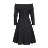 Women Outfit Solid Color Knitted Lace Up Buckle Dress and Heart Choker Boots Set - Noir S | US 4