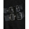 Women Outfit Solid Color Knitted Lace Up Buckle Dress and Heart Choker Boots Set - Noir S | US 4