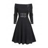 Women Outfit Solid Color Knitted Lace Up Buckle Dress and Heart Choker Boots Set - Noir S | US 4