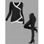Women Outfit Colorblock V Neck Mock Button Top and Grommet Pants Set - Noir S | US 4