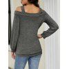 Women Outfit Cut Out Cold Shoulder Top and Lace Up Demin Flare Jeans Set - Gris S | US 4