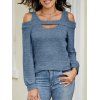 Women Outfit Cut Out Cold Shoulder Top and Lace Up Demin Flare Jeans Set - Bleu S | US 4