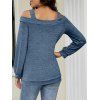 Women Outfit Cut Out Cold Shoulder Top and Lace Up Demin Flare Jeans Set - Bleu S | US 4