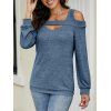 Women Outfit Cut Out Cold Shoulder Top and Lace Up Demin Flare Jeans Set - Bleu S | US 4