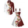 Christmas Couple Outfit Santa Claus Snowflake Print Faux Fur Dress and Shirt Set - Rouge Vineux S | US 4