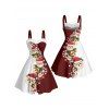 Christmas Couple Outfit Santa Claus Snowflake Print Faux Fur Dress and Shirt Set - Rouge Vineux S | US 4
