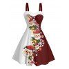 Christmas Couple Outfit Santa Claus Snowflake Print Faux Fur Dress and Shirt Set - Rouge Vineux S | US 4