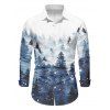 Holiday Couple Outfit Christmas Tree Snow Print Faux Fur Dress and Shirt Set - Bleu Toile de Jean S | US 4