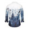 Holiday Couple Outfit Christmas Tree Snow Print Faux Fur Dress and Shirt Set - Bleu Toile de Jean S | US 4