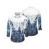 Holiday Couple Outfit Christmas Tree Snow Print Faux Fur Dress and Shirt Set - Bleu Toile de Jean S | US 4