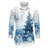 Holiday Couple Outfit Christmas Tree Snowflake Print Faux Fur Dress and Shirt Set - Bleu clair S | US 4