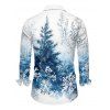 Holiday Couple Outfit Christmas Tree Snowflake Print Faux Fur Dress and Shirt Set - Bleu clair S | US 4