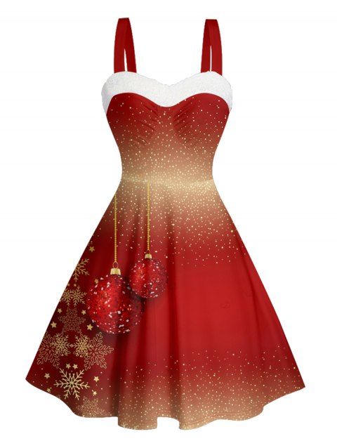 Robe de Noël mini-robe en fausse fourrure à imprimé flocon de neige et cloche