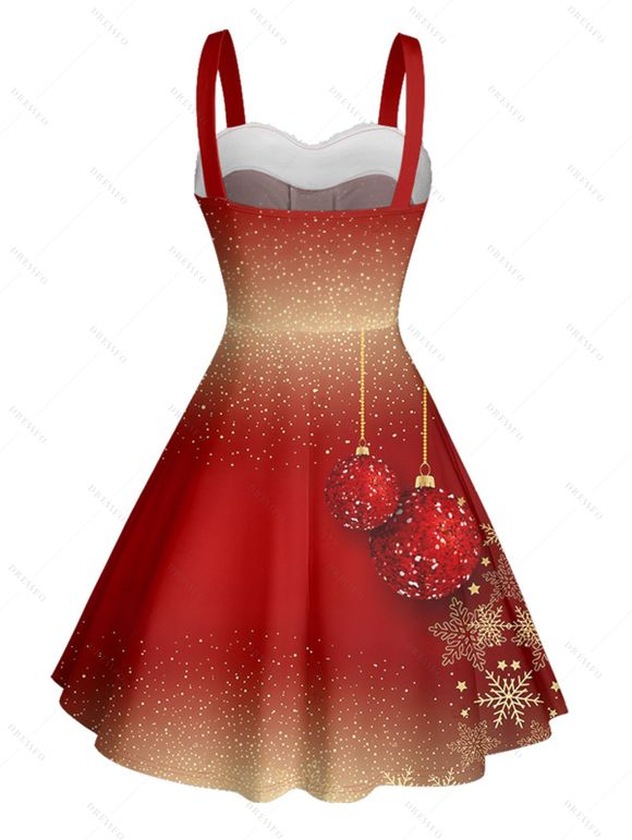 Robe de Noël mini-robe en fausse fourrure à imprimé flocon de neige et cloche - Rouge XXXL | US 16