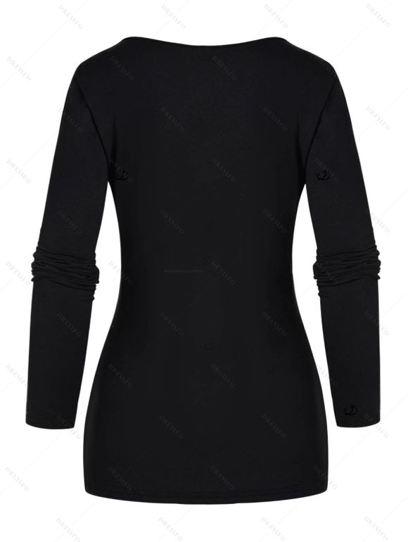 Gothic Women Outfit Solid Color O-ring Cut Out Top and Grommet Leggings Set - Noir S | US 4