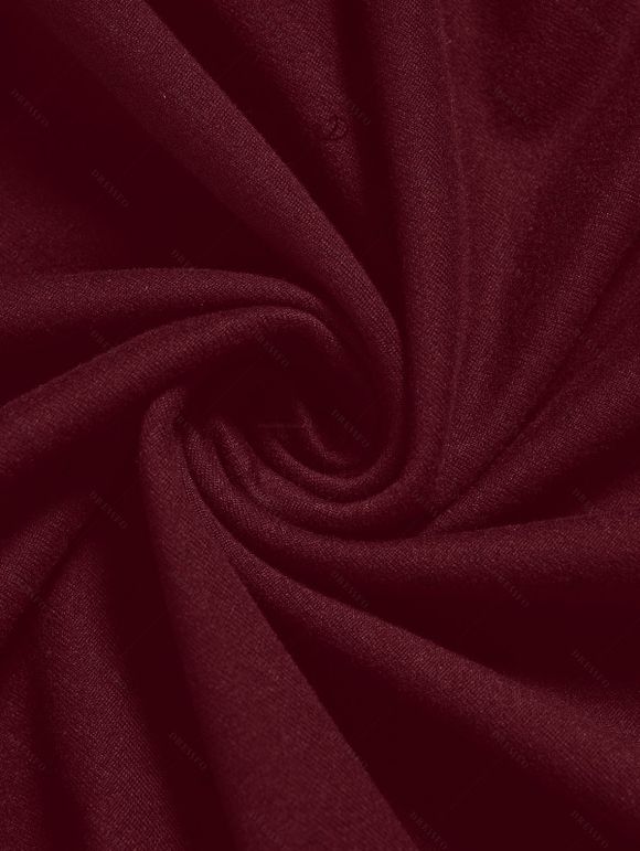 Gothic Women Outfit Solid Color O-ring Cut Out Top and Grommet Leggings Set - Rouge foncé S | US 4