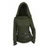 Sweat à capuche en tricot texturé de couleur unie avec ceinture et manches longues - Vert Armée L | US 8-10