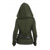 Sweat à capuche en tricot texturé de couleur unie avec ceinture et manches longues - Vert Armée L | US 8-10
