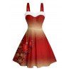 Robe de Noël mini-robe en fausse fourrure à imprimé flocon de neige et cloche - Rouge S | US 4