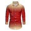 Chemise de Noël à manches longues pour homme, imprimé flocons de neige et cloches - Rouge S