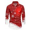 Chemise de Noël à manches longues pour homme, imprimé flocons de neige colorblock - Rouge S