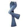 Pantalon en denim évasé à poches, taille haute, fermeture éclair, long, jean - Bleu Toile de Jean L | US 8