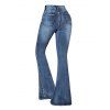Pantalon en denim évasé à poches, taille haute, fermeture éclair, long, jean - Bleu Toile de Jean L | US 8