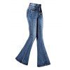 Pantalon en denim évasé à poches, taille haute, fermeture éclair, long, jean - Bleu Toile de Jean L | US 8