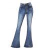 Pantalon en denim évasé à poches, taille haute, fermeture éclair, long, jean - Bleu Toile de Jean L | US 8