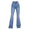 Pantalon évasé en denim avec poches, taille haute, fermeture éclair, jean délavé clair - Bleu Toile de Jean M | US 6
