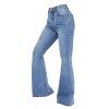 Pantalon évasé en denim avec poches, taille haute, fermeture éclair, jean délavé clair - Bleu Toile de Jean M | US 6