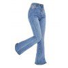 Pantalon évasé en denim avec poches, taille haute, fermeture éclair, jean délavé clair - Bleu Toile de Jean M | US 6