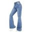 Pantalon évasé en denim avec poches, taille haute, fermeture éclair, jean délavé clair - Bleu Toile de Jean M | US 6