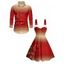 Christmas Couple Outfit Snowflake Bell Print Faux Fur Dress and Shirt Set - Rouge S | US 4