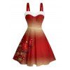 Christmas Couple Outfit Snowflake Bell Print Faux Fur Dress and Shirt Set - Rouge S | US 4