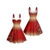Christmas Couple Outfit Snowflake Bell Print Faux Fur Dress and Shirt Set - Rouge S | US 4