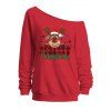 Christmas Women Outfit Elk Snowflake Print Skew Neck Sweatshirt and Flare Jeans Set - Rouge S | US 4