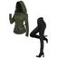 Gothic Women Outfit Textured Knitted Belt Hooded Top and Grommet Pants Set - Vert Armée S | US 4
