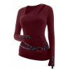 Gothic Women Outfit Solid Color O-ring Cut Out Top and Grommet Pants Set - Rouge foncé S | US 4