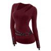 Gothic Women Outfit Solid Color O-ring Cut Out Top and Grommet Pants Set - Rouge foncé S | US 4