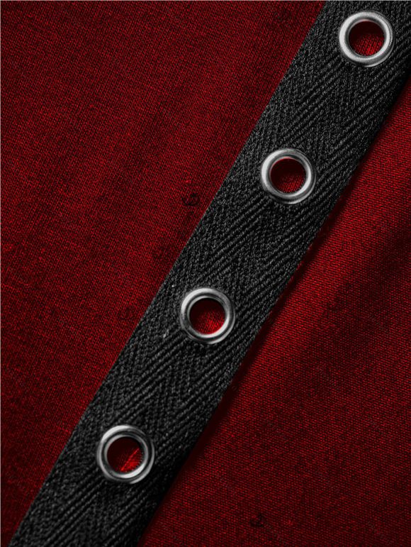 Sweat à capuche à lacets de couleur unie, haut à manches longues et œillets cintré - Rouge Vineux S | US 4