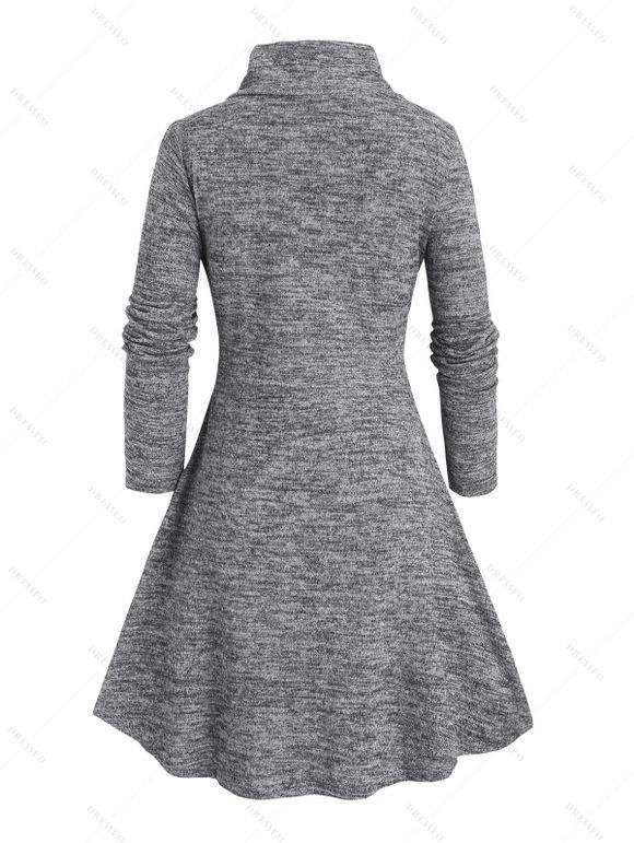 Robe à capuche en maille torsadée colorblock, robe à capuche à lacets et boucle Space Dye - Gris M | US 6