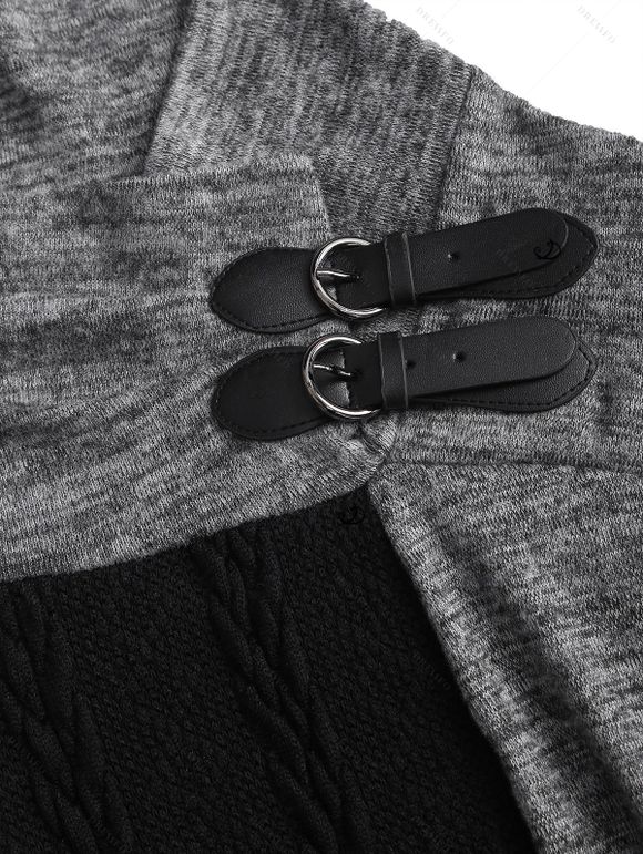 Robe à capuche en maille torsadée colorblock, robe à capuche à lacets et boucle Space Dye - Gris M | US 6