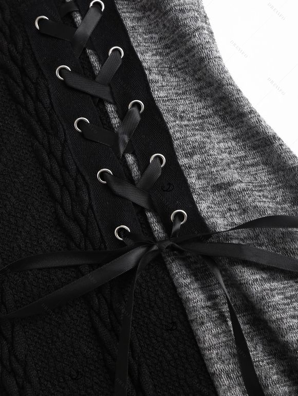 Robe à capuche en maille torsadée colorblock, robe à capuche à lacets et boucle Space Dye - Gris M | US 6