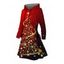 Robe à capuche à imprimé sapin de Noël et étoiles, à lacets et manches longues - Rouge Vineux M | US 6