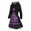Robe à capuche à imprimé sapin de Noël et nuit étoilée, à lacets et manches longues - Noir M | US 6