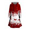Robe à capuche de Noël à imprimé flocon de neige colorblock Robe à capuche à lacets - Rouge Vineux L | US 8-10