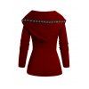 Sweat à capuche à lacets de couleur unie, haut à manches longues et œillets cintré - Rouge Vineux XL | US 12
